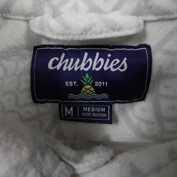 Chubbies‎ Shirt Mens Medium White Gray Pineapple Button Up Long Sleeve Flannel - Picture 8 of 14